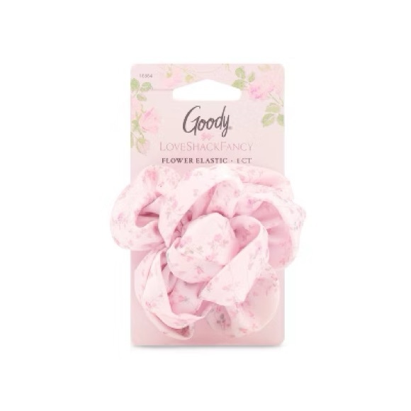 LoveShackFancy Pink Satin Hair Scrunchies Flower Elastic - Picture 1 of 3